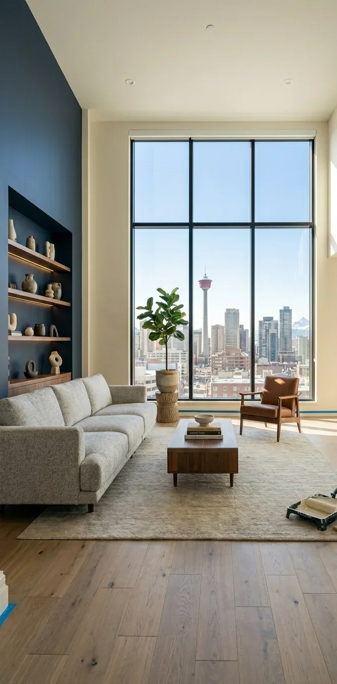 Calgary professional painter applying a fresh coat of paint - Chamos Painting